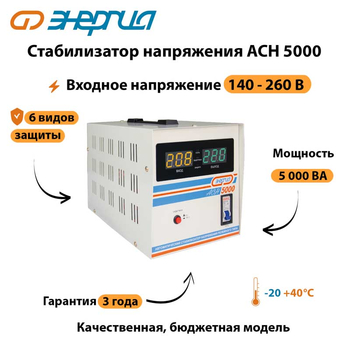 Однофазный стабилизатор напряжения Энергия АСН 5000 - Стабилизаторы напряжения - Стабилизаторы напряжения для дачи - . Магазин оборудования для автономного и резервного электропитания Ekosolar.ru в Можайске