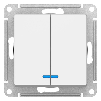 Выключатель SE AtlasDesign 2-клавишный с подсветкой, сх.5а, 10АХ, белый, механизм - Электрика, НВА - Выключатели и розетки - Выключатели - . Магазин оборудования для автономного и резервного электропитания Ekosolar.ru в Можайске