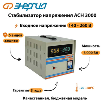 Однофазный стабилизатор напряжения Энергия АСН 3000 - Стабилизаторы напряжения - Однофазные стабилизаторы напряжения 220 Вольт - Энергия АСН - . Магазин оборудования для автономного и резервного электропитания Ekosolar.ru в Можайске