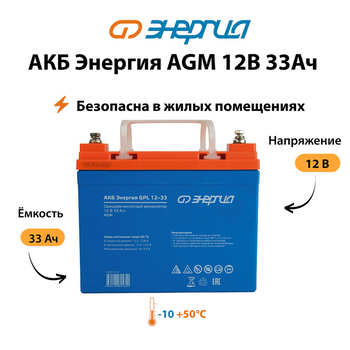 Аккумулятор для ИБП Энергия AGM 12v 33Ah - ИБП и АКБ - Аккумуляторы - . Магазин оборудования для автономного и резервного электропитания Ekosolar.ru в Можайске