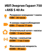 ИБП Энергия Гарант 750 + Аккумулятор S 40 Ач - 12В (450Вт - 49мин) - ИБП и АКБ - ИБП для котлов - . Магазин оборудования для автономного и резервного электропитания Ekosolar.ru в Можайске