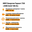 ИБП для котла Энергия Гарант 750 + Аккумулятор Grid 100 Ah 12 v (450Вт - 122мин) - ИБП и АКБ - ИБП для котлов - . Магазин оборудования для автономного и резервного электропитания Ekosolar.ru в Можайске