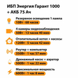 ИБП для котла Энергия Гарант 1000 + Аккумулятор 75 Ач 12 В (600Вт - 68мин) - ИБП и АКБ - ИБП для котлов - . Магазин оборудования для автономного и резервного электропитания Ekosolar.ru в Можайске