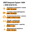 ИБП для котла Энергия Гарант 1000 + Аккумулятор Grid 55 Ah 12 v (600Вт - 50мин) - ИБП и АКБ - ИБП для котлов - . Магазин оборудования для автономного и резервного электропитания Ekosolar.ru в Можайске